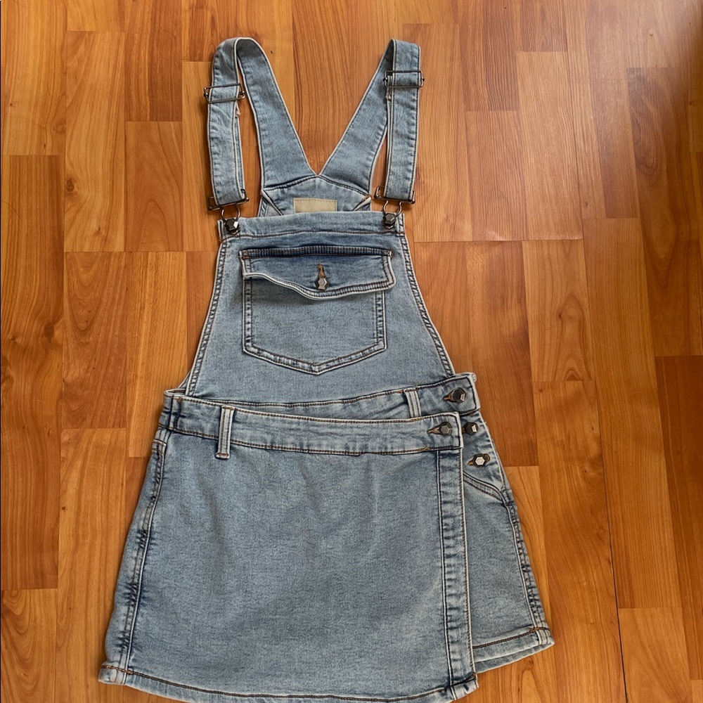 Light wash Denim Overall skort